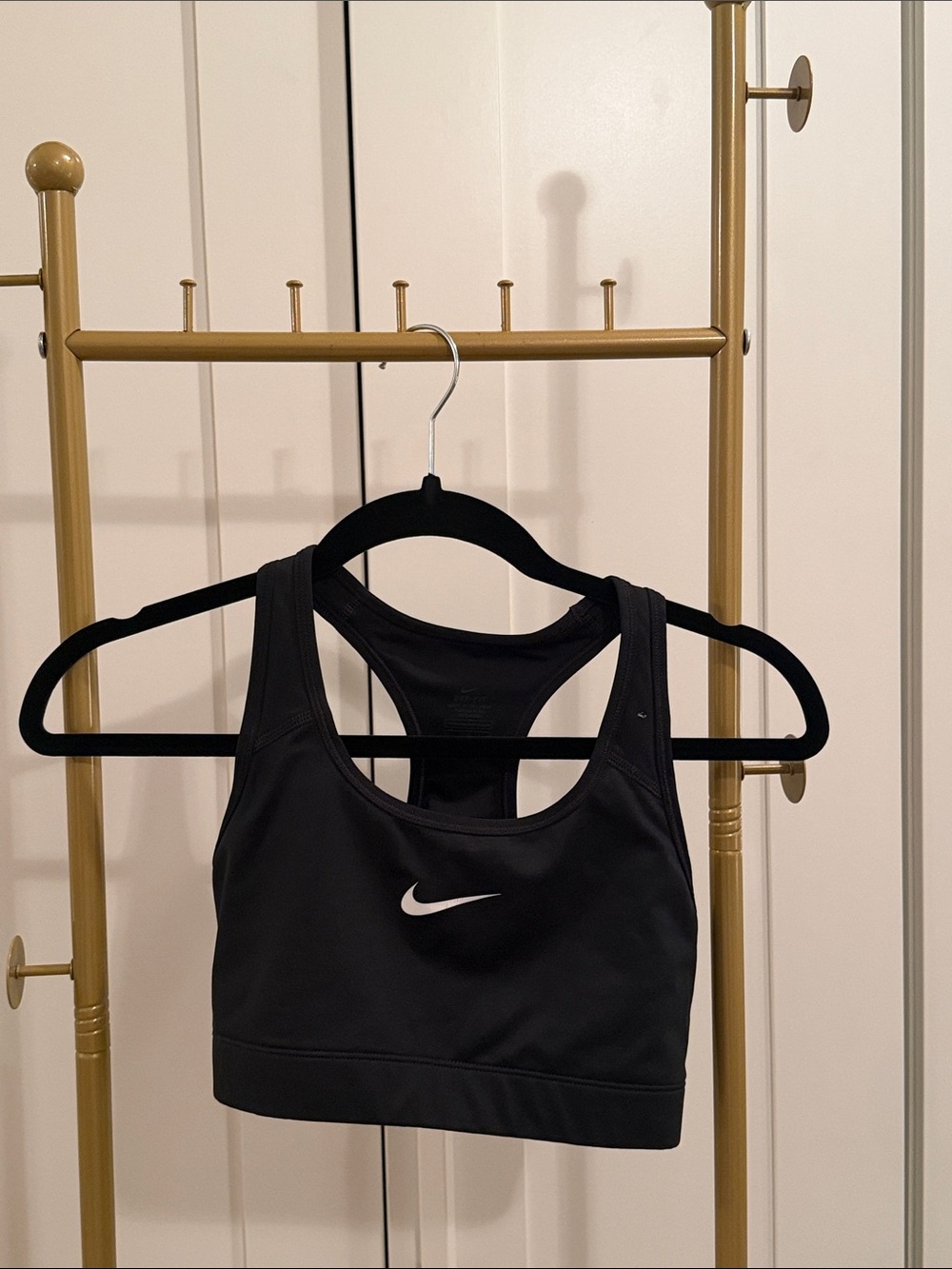 Nike Black Dri-Fit Racerback Swoosh Sports Bra l L l Excellent Condition